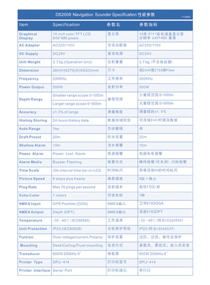 潜水器材性能参数表